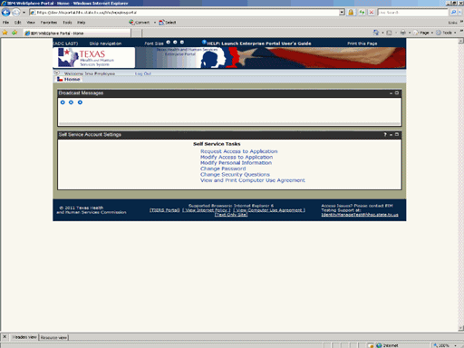 Screenshot of Enterprise Portal Home Page